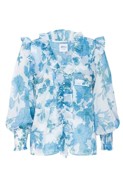 MISA Los Angeles SACHA TOP Turquoiseflorachiffon Online