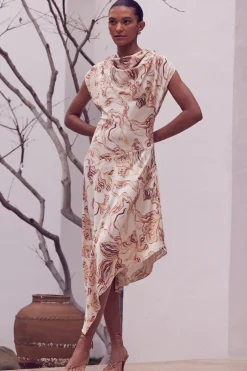 MISA Los Angeles SALLY DRESS Goldenstrawsatin Discount