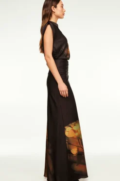 MISA Los Angeles SIERRA SKIRT Yellowrosesatin Clearance