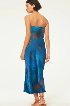 MISA Los Angeles THARA DRESS Cobaltpalmssatin Online
