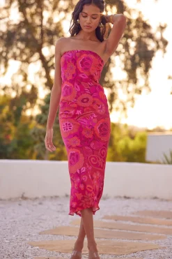 MISA Los Angeles THARA DRESS Floracorsicafuchsia Online