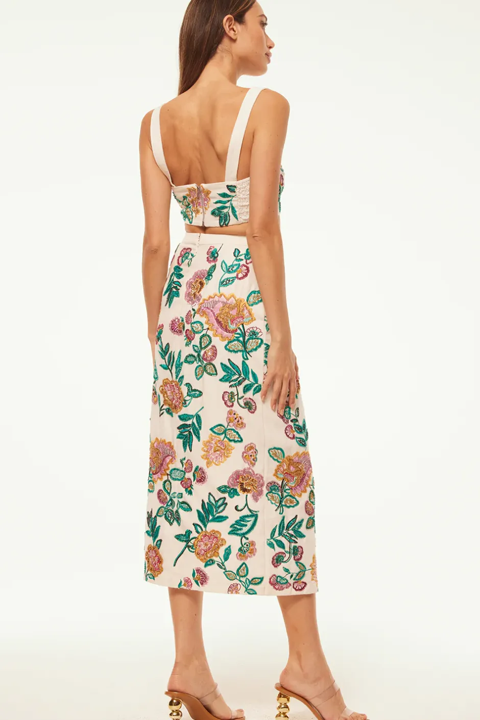 MISA Los Angeles THEMA SKIRT Malikapaisleyfloralembroidery Fashion