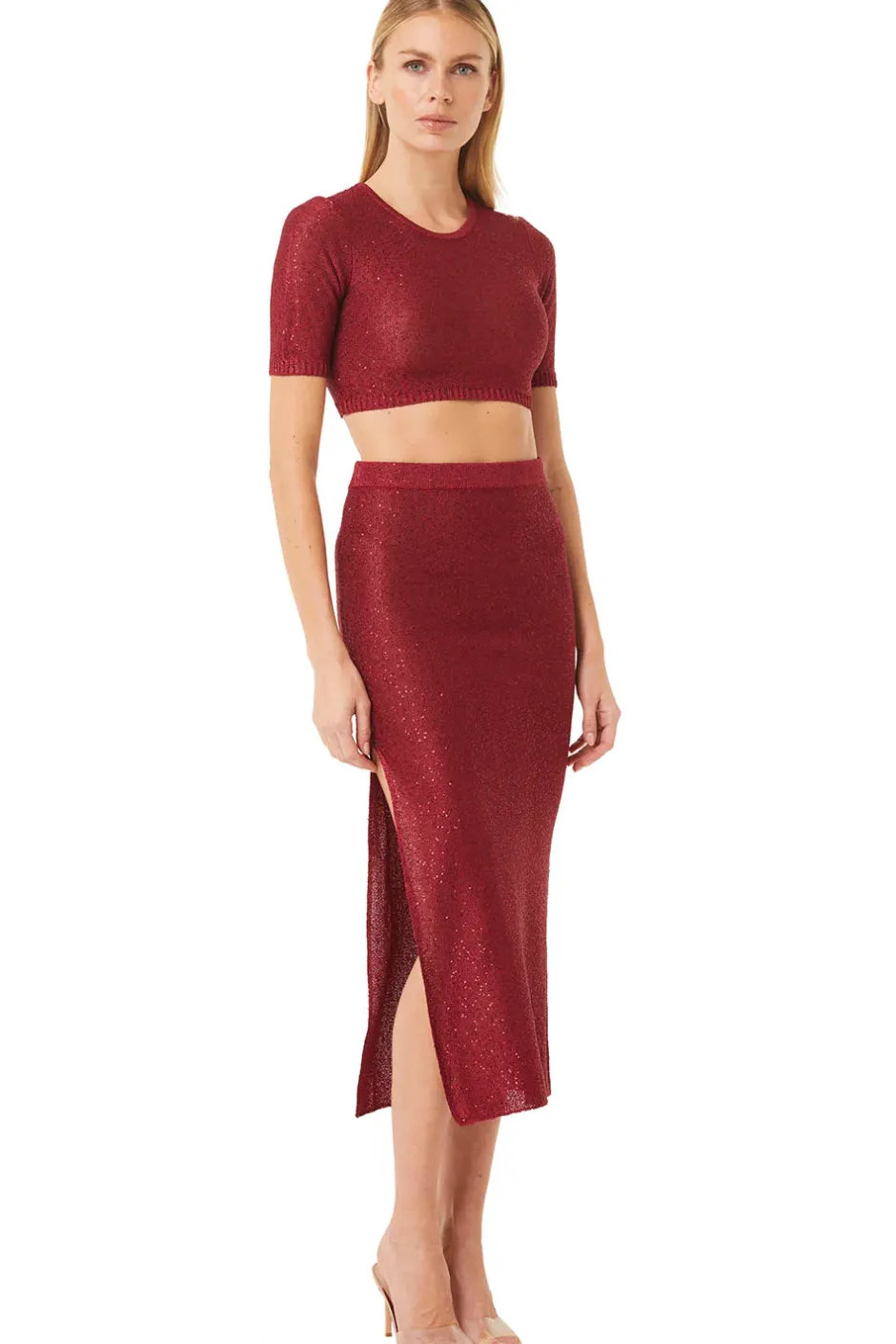 MISA Los Angeles VERA SKIRT Lipstickred Fashion