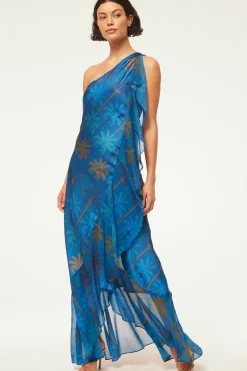 MISA Los Angeles ZEPHYR DRESS Cobaltpalmsmix Sale