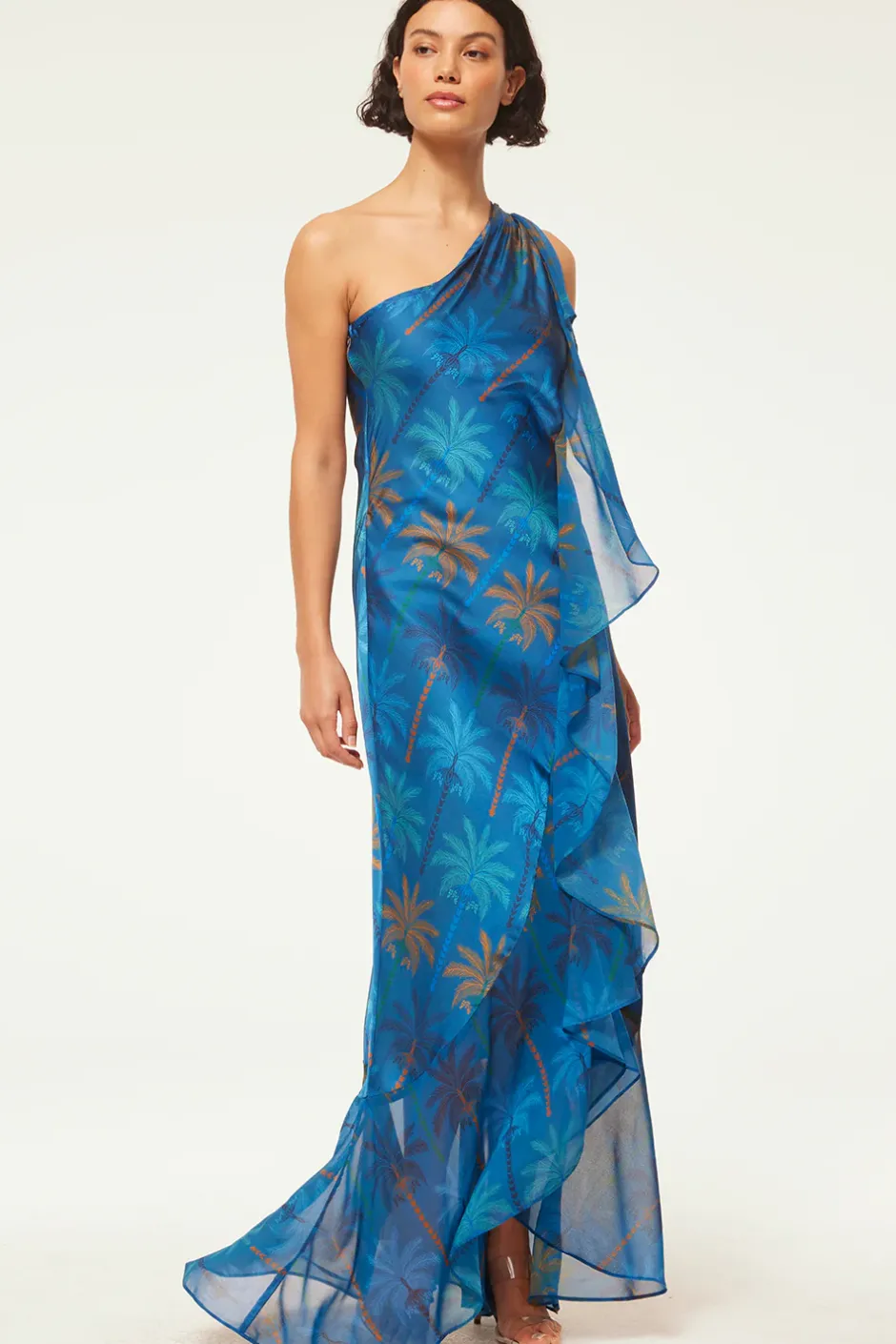 MISA Los Angeles ZEPHYR DRESS Cobaltpalmsmix Sale