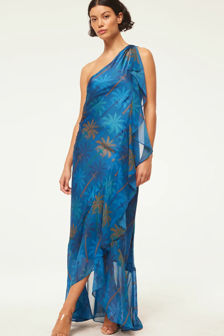 MISA Los Angeles ZEPHYR DRESS Cobaltpalmsmix Sale