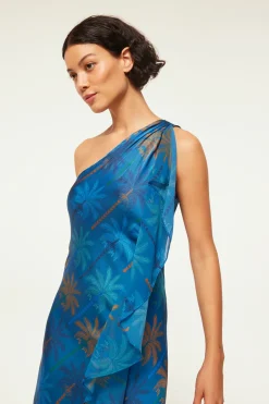 MISA Los Angeles ZEPHYR DRESS Cobaltpalmsmix Sale