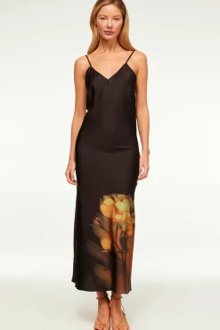 MISA Los Angeles ZIA DRESS Yellowrosesatin Clearance